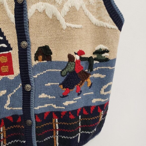 Vintage Nut Cracker Womens Embroidered Sweater Vest Size L Cabin Cottagecore - Picture 2 of 9